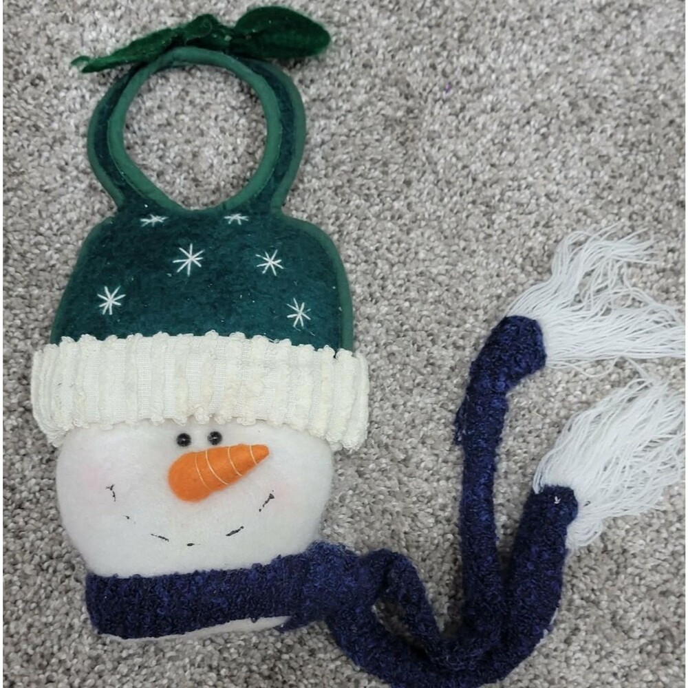 Vintage 90s Winter Holiday Soft Snowman Door Knob Hanger Christmas Decor - 11 in